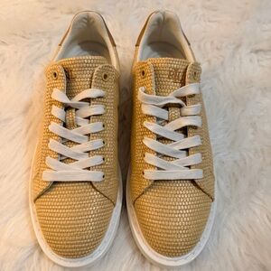 LAUREN RALPH LAUREN SZ. 8 ANGELINE NATURAL /BUFF SNEAKERS SHOES